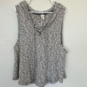 Free people lace up women knit sleeveless hoodie size M